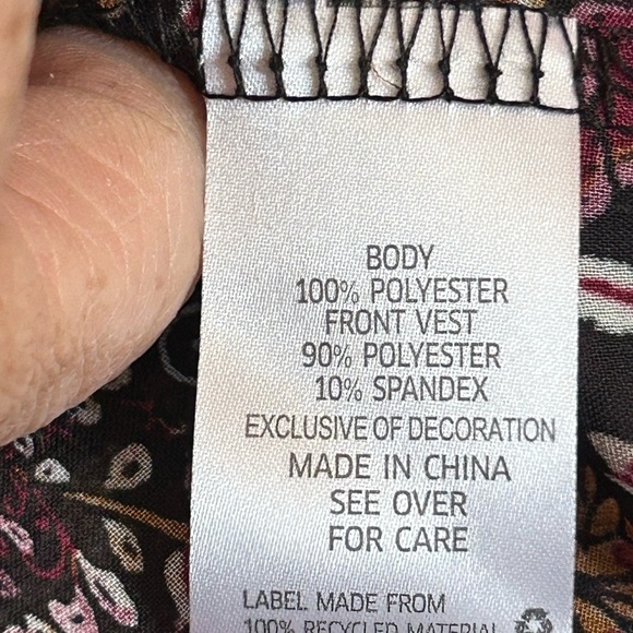 BCX Floral Long Sleeve Dress with Black Embroidered Vest Girls Sz 10 NWt - Picture 5 of 5